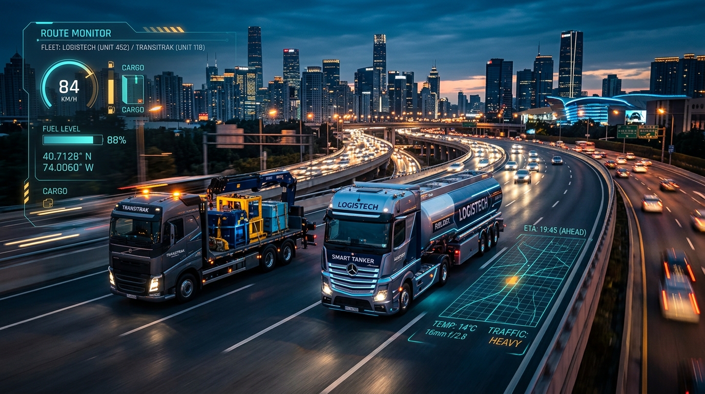 TruckHub smart heavy transport fleet on UAE highway